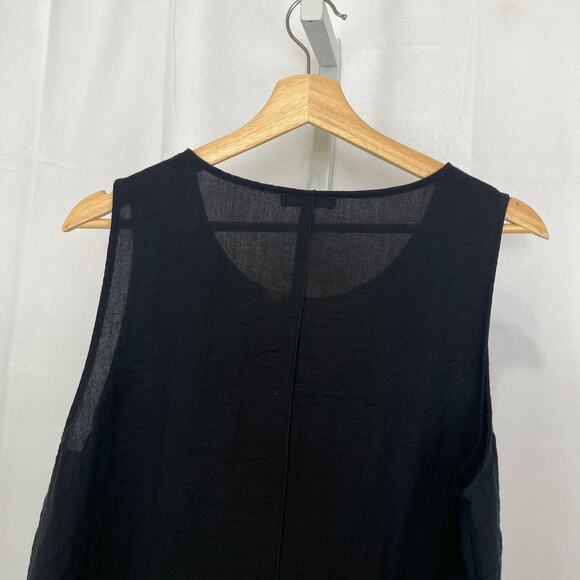 HABITAT Textured Woven Tank Top Seamed Pullover Rayon Nylon Black Size M - Picture 5 of 8